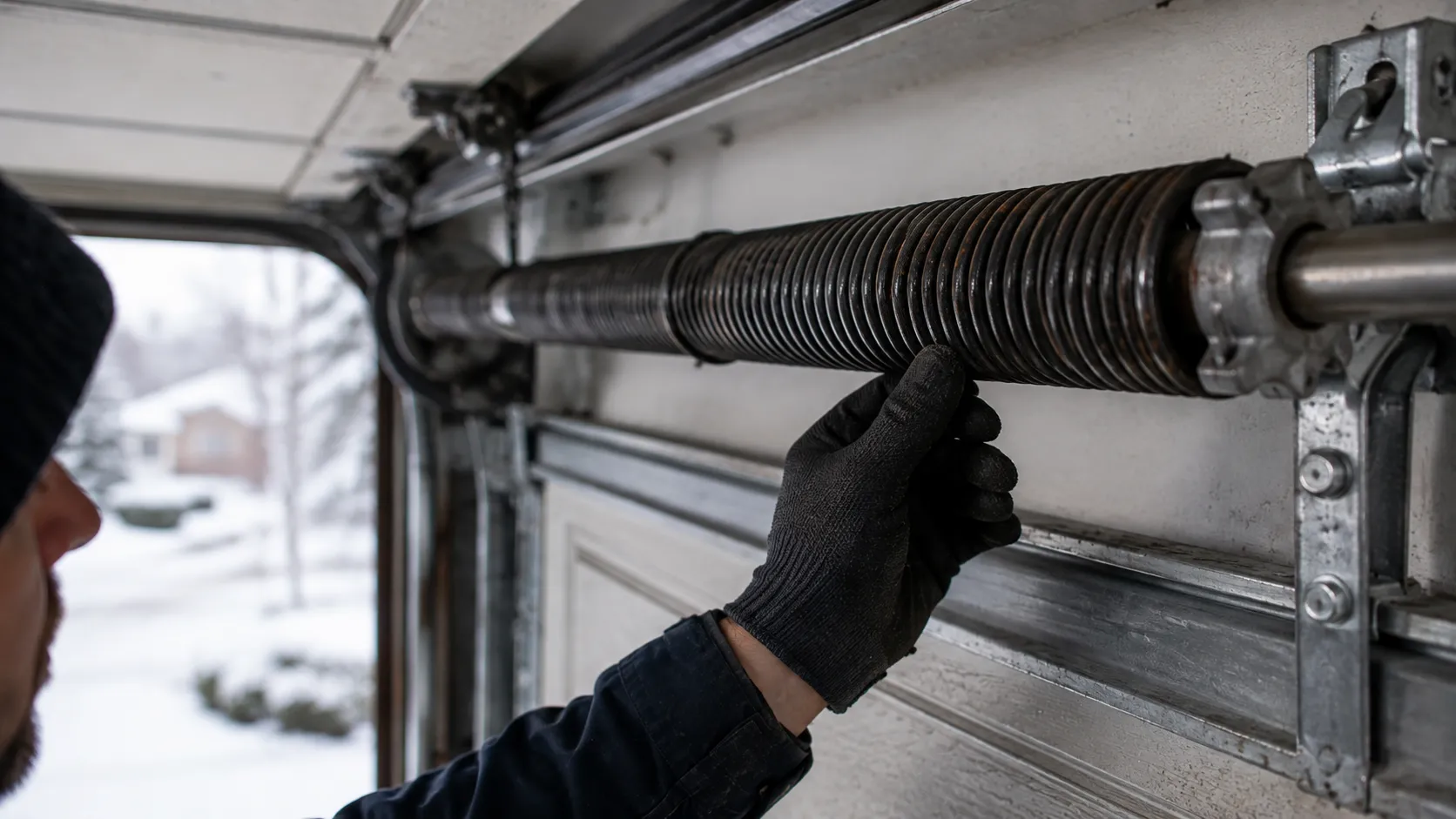 Garage door detail illustrating why sedona's 1980s housing stock breaks springs the way it does